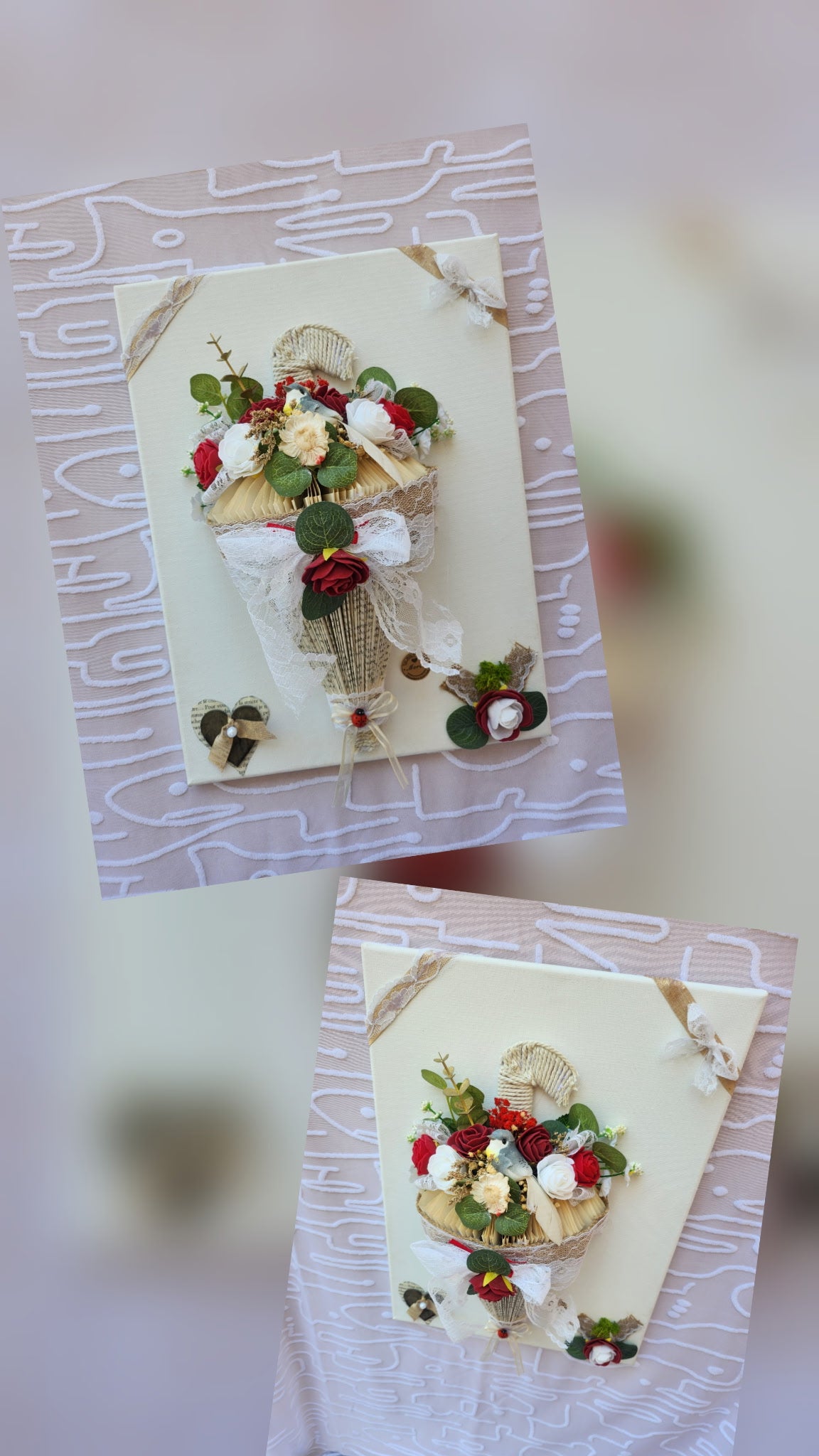 Tableau Floral Romantique sur Toile — Bouquet de Livre